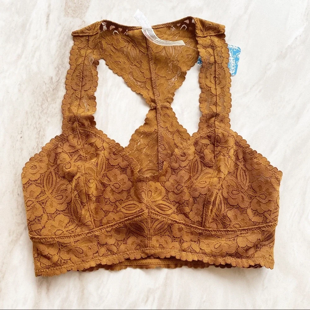 Free People Galloon Lace Racerback Bralette NWT XS